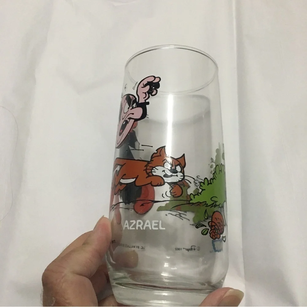 Vintage 1982 Gargamel & Azrael - The Smurfs  Glass by Peyo for Hardees